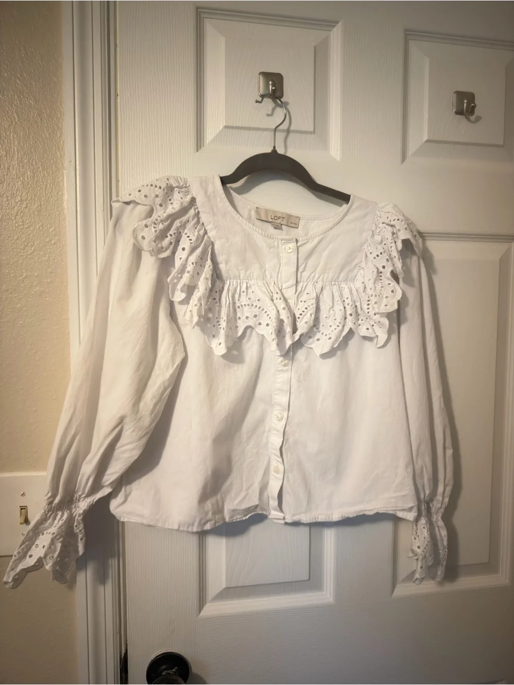 LOFT Broderie Ruffle Blouse - Picture 3 of 5